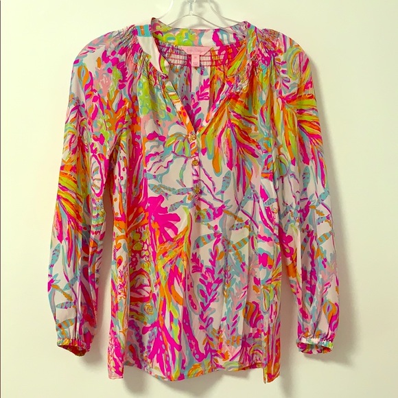 Lilly Pulitzer Tops - Lilly Pulitzer Elsa Top Scuba to Cuba XS As Is